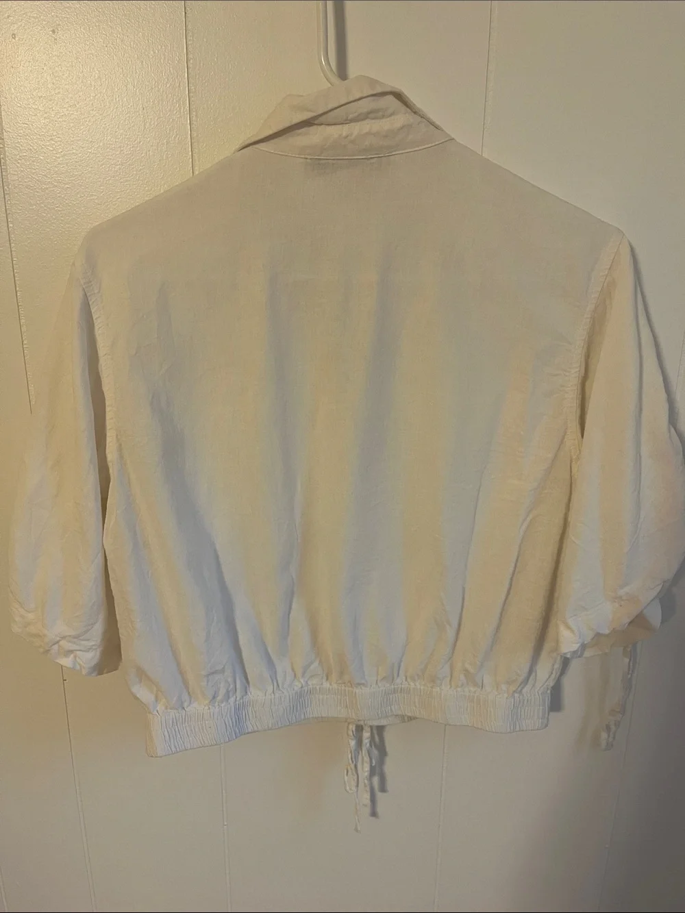 LOFT Cream Button-Front Drawstring Shirt Jacket - Picture 5 of 5